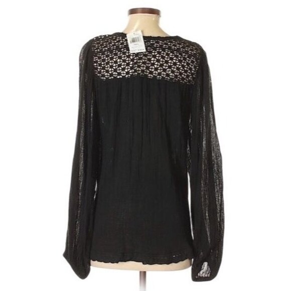 NWT Jen’s Pirate Booty Black L/S Lace Tassel Top | Boho Coquette Fairy Academia - Picture 5 of 6
